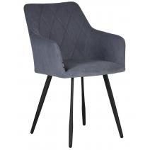  Стул обеденный DOBRIN ROBY, ЭМАЛЬ ЧЕРНЫЙ МУАР велюр Catania Steel, фото 1 