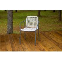  "Тунис" стул плетеный из роупа, каркас алюминий темно-серый (RAL7024), роуп светло-серый, фото 1 