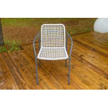  "Тунис" стул плетеный из роупа, каркас алюминий темно-серый (RAL7024), роуп светло-серый, фото 2 