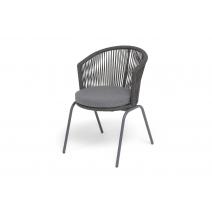  "Люксембург" стул плетеный из роупа, каркас из стали темно-серый (RAL7024) муар, роуп темно-серый круглый, ткань темно-серая 027, фото 1 