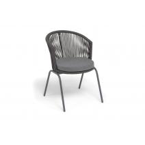  "Люксембург" стул плетеный из роупа, каркас из стали темно-серый (RAL7024) муар, роуп темно-серый круглый, ткань темно-серая 027, фото 2 
