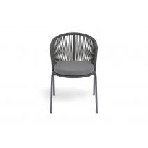  "Люксембург" стул плетеный из роупа, каркас из стали темно-серый (RAL7024) муар, роуп темно-серый круглый, ткань темно-серая 027, фото 3 