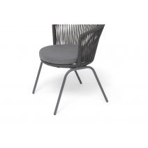  "Люксембург" стул плетеный из роупа, каркас из стали темно-серый (RAL7024) муар, роуп темно-серый круглый, ткань темно-серая 027, фото 6 