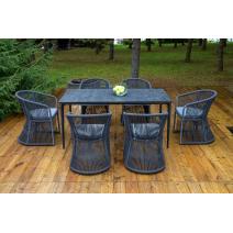  "Романо" обеденная группа на 6 персон, каркас темно-серый, роуп темно-серый, фото 2 