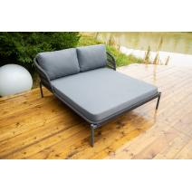  "Позитано" лежак плетеный из роупа, каркас алюминий темно-серый (RAL7024) муар, роуп темно-серый круглый, ткань темно-серая 027, фото 2 