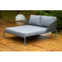  "Позитано" лежак плетеный из роупа, каркас алюминий темно-серый (RAL7024) муар, роуп темно-серый круглый, ткань темно-серая 027, фото 3 