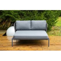  "Позитано" лежак плетеный из роупа, каркас алюминий темно-серый (RAL7024) муар, роуп темно-серый круглый, ткань темно-серая 027, фото 4 