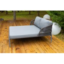  "Позитано" лежак плетеный из роупа, каркас алюминий темно-серый (RAL7024) муар, роуп темно-серый круглый, ткань темно-серая 027, фото 5 