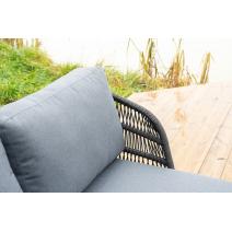  "Позитано" лежак плетеный из роупа, каркас алюминий темно-серый (RAL7024) муар, роуп темно-серый круглый, ткань темно-серая 027, фото 6 