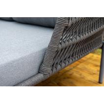  "Позитано" лежак плетеный из роупа, каркас алюминий темно-серый (RAL7024) муар, роуп темно-серый круглый, ткань темно-серая 027, фото 8 