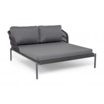  "Позитано" лежак плетеный из роупа, каркас алюминий темно-серый (RAL7024) муар, роуп темно-серый круглый, ткань темно-серая 027, фото 10 