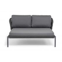  "Позитано" лежак плетеный из роупа, каркас алюминий темно-серый (RAL7024) муар, роуп темно-серый круглый, ткань темно-серая 027, фото 12 