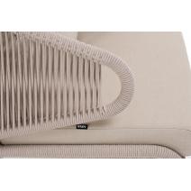  "Милан" кресло плетеное из роупа, каркас алюминий белый муар, роуп бежевый круглый, ткань бежевая 15052, фото 4 