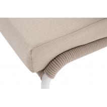  "Милан" кресло плетеное из роупа, каркас алюминий белый муар, роуп бежевый круглый, ткань бежевая 15052, фото 8 