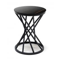  "Сантьяго" журнальный стол из HPL круглый Ø40 H55, каркас из стали темно-серый (RAL 7024), цвет столешницы "черный мрамор", фото 1 