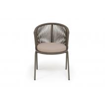  "Люксембург" стул плетеный из роупа, каркас из стали бежево-серый (RAL7006) муар, роуп коричневый круглый, ткань Mossle бежевая, фото 2 