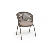  "Люксембург" стул плетеный из роупа, каркас из стали бежево-серый (RAL7006) муар, роуп коричневый круглый, ткань Mossle бежевая, фото 3 