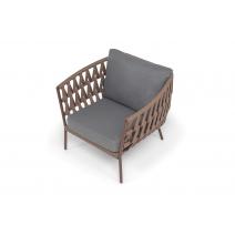  "Диего" кресло плетеное из роупа, каркас алюминий коричневый (RAL8016) муар, роуп коричневый круглый, ткань темно-серая 027, фото 4 