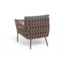  "Диего" кресло плетеное из роупа, каркас алюминий коричневый (RAL8016) муар, роуп коричневый круглый, ткань темно-серая 027, фото 5 