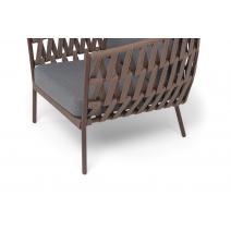  "Диего" кресло плетеное из роупа, каркас алюминий коричневый (RAL8016) муар, роуп коричневый круглый, ткань темно-серая 027, фото 6 