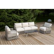  "Альбано" лаунж-зона 5-местная плетеная из роупа (веревки), каркас алюминиевый светло-серый, роуп серый меланж, фото 1 