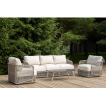  "Альбано" лаунж-зона 5-местная плетеная из роупа (веревки), каркас алюминиевый светло-серый, роуп серый меланж, фото 3 