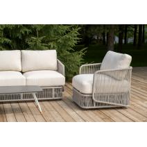  "Альбано" лаунж-зона 5-местная плетеная из роупа (веревки), каркас алюминиевый светло-серый, роуп серый меланж, фото 4 