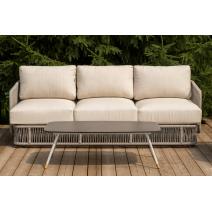  "Альбано" лаунж-зона 5-местная плетеная из роупа (веревки), каркас алюминиевый светло-серый, роуп серый меланж, фото 5 