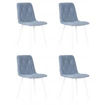  Набор 4 шт Стул обеденный DOBRIN CHILLY ROMBO, Серо-голубой Simple 26, основание белый, фото 1 