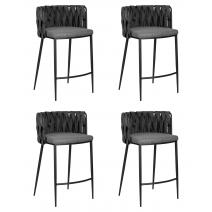  Набор 4 шт Стул полубарный DOBRIN AMELIA COUNTER, серая ткань (F-48), темно-серый винтажный PU (MF-12), фото 1 