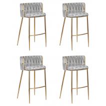  Набор 4 шт Стул барный DOBRIN EMMA GOLD, светло-серый велюр (135-37), фото 1 