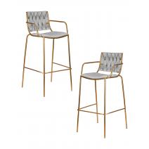  Набор 2 шт Стул барный DOBRIN MILLER GOLD, cветло-серый велюр (135-37), фото 1 