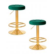  Набор 2 шт Табурет барный DOBRIN BRUNO GOLD, зеленый велюр (MJ9-88), фото 1 