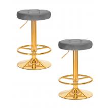  Набор 2 шт Табурет барный DOBRIN BRUNO GOLD, серый велюр (MJ9-75), фото 1 