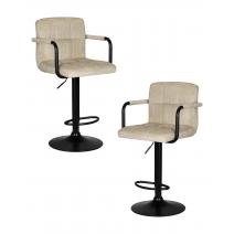  Набор 2 шт Стул барный DOBRIN KRUGER ARM BLACK, бежевый вельвет (LAR-E2041-04), фото 1 