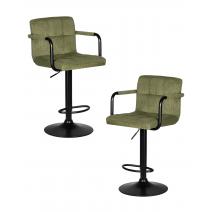  Набор 2 шт Стул барный DOBRIN KRUGER ARM BLACK, зеленый вельвет (LAR-E2041-7), фото 1 