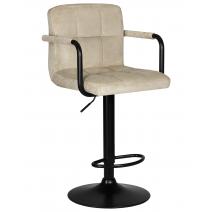  Стул барный DOBRIN KRUGER ARM BLACK, бежевый вельвет (LAR-E2041-04), фото 1 