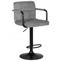  Стул барный DOBRIN KRUGER ARM BLACK, серый вельвет (LAR-E2041-25), фото 1 