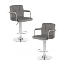  Набор 2 шт Стул барный DOBRIN KRUGER ARM, серый велюр (MJ9-75), фото 1 