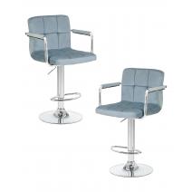  Набор 2 шт Стул барный DOBRIN KRUGER ARM, пудрово-голубой велюр (MJ9-74), фото 1 