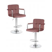  Набор 2 шт Стул барный DOBRIN KRUGER ARM, пудрово-розовый велюр (MJ9-32), фото 1 