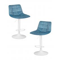  Набор 2 шт Стул барный DOBRIN TAILOR WHITE, пудрово-голубой велюр (MJ9-74), фото 1 