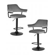 Набор 2 шт Стул барный DOBRIN CHARLY BLACK, серый велюр (MJ9-75), фото 1 