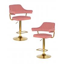  Набор 2 шт Стул барный DOBRIN CHARLY GOLD, розовый велюр (MJ9-32), фото 1 