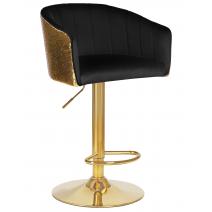  Стул барный DOBRIN DARCY GOLD SHINY, черный велюр с золотыми пайетками, фото 1 