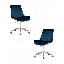  Набор 2 шт Кресло офисное DOBRIN DORA, синий велюр (1922-20), хромированная сталь, фото 1 