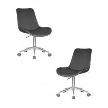  Набор 2 шт Кресло офисное DOBRIN DORA, серый велюр (1922-19), хромированная сталь, фото 1 