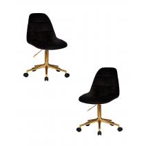  Набор 2 шт Офисное кресло для персонала DOBRIN MONTY GOLD, чёрный велюр (MJ9-101), фото 1 