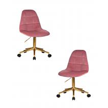  Набор 2 шт Офисное кресло для персонала DOBRIN MONTY GOLD, розовый велюр (MJ9-32), фото 1 