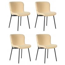  Набор 4 шт Стул обеденный DOBRIN MILO, черные ножки, кремовый букле (UF992-02), фото 1 